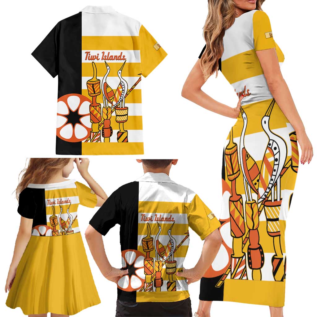 Australia Tiwi Islands Family Matching Short Sleeve Bodycon Dress and Hawaiian Shirt Ratuati Irara Flag Style