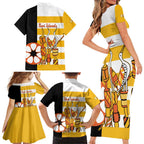 Australia Tiwi Islands Family Matching Short Sleeve Bodycon Dress and Hawaiian Shirt Ratuati Irara Flag Style