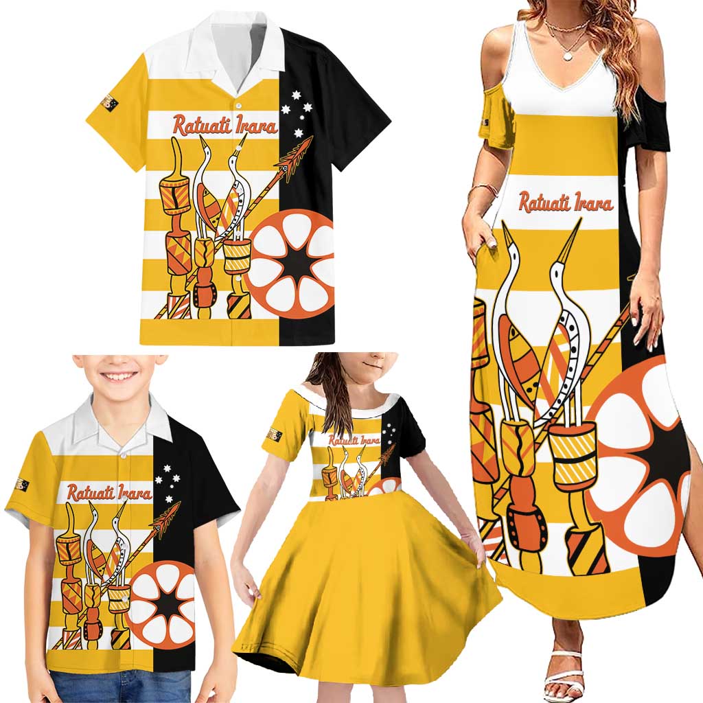 Australia Tiwi Islands Family Matching Summer Maxi Dress and Hawaiian Shirt Ratuati Irara Flag Style