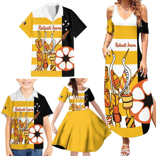 Australia Tiwi Islands Family Matching Summer Maxi Dress and Hawaiian Shirt Ratuati Irara Flag Style