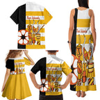 Australia Tiwi Islands Family Matching Tank Maxi Dress and Hawaiian Shirt Ratuati Irara Flag Style
