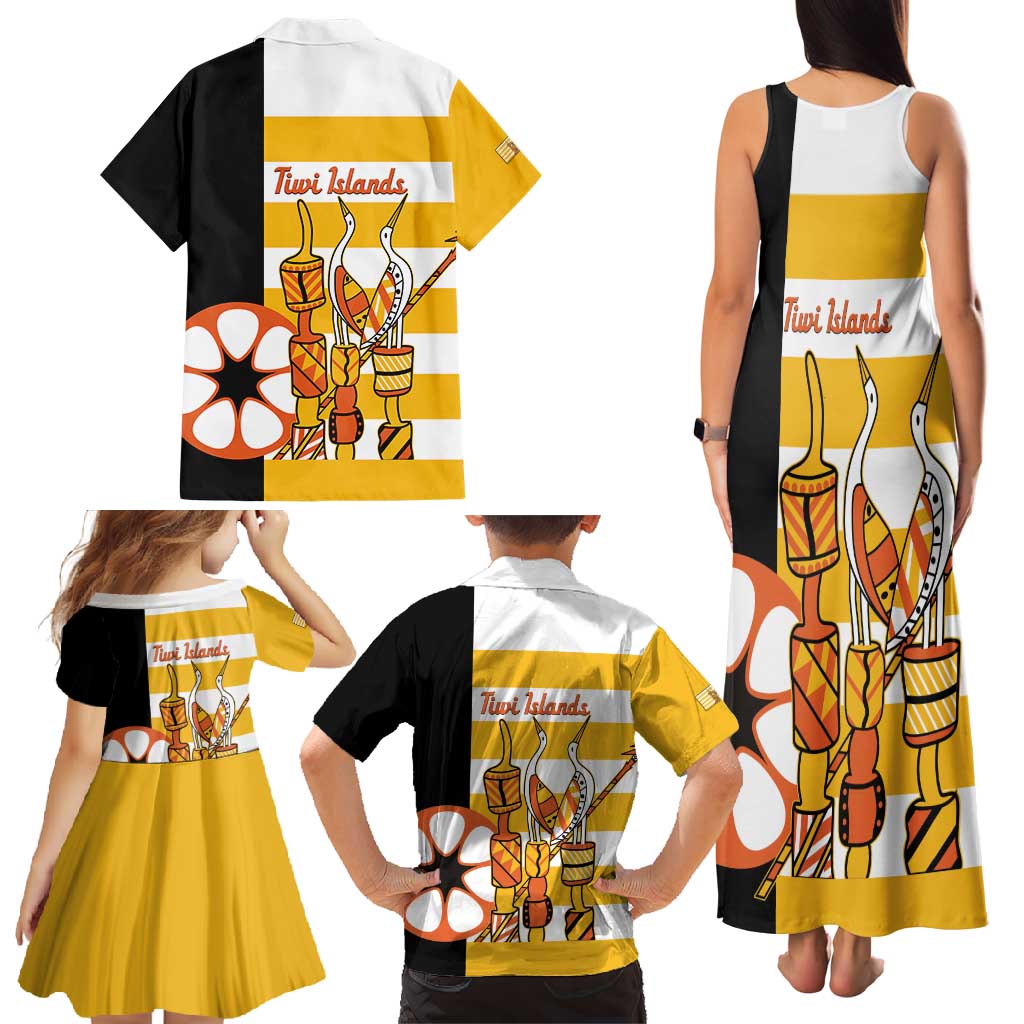 Australia Tiwi Islands Family Matching Tank Maxi Dress and Hawaiian Shirt Ratuati Irara Flag Style
