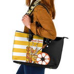 Australia Tiwi Islands Leather Tote Bag Ratuati Irara Flag Style