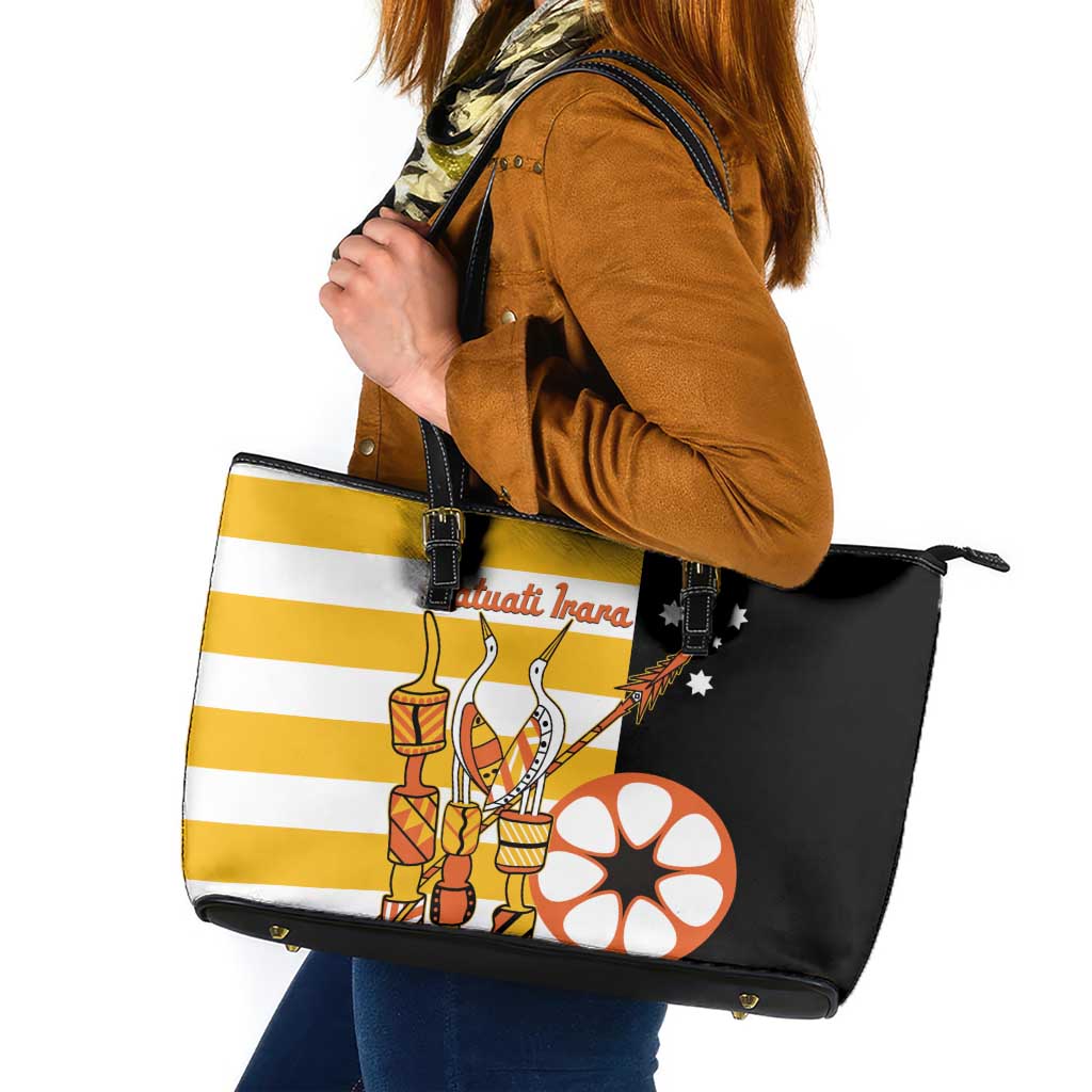 Australia Tiwi Islands Leather Tote Bag Ratuati Irara Flag Style