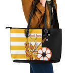 Australia Tiwi Islands Leather Tote Bag Ratuati Irara Flag Style