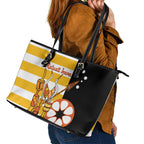Australia Tiwi Islands Leather Tote Bag Ratuati Irara Flag Style