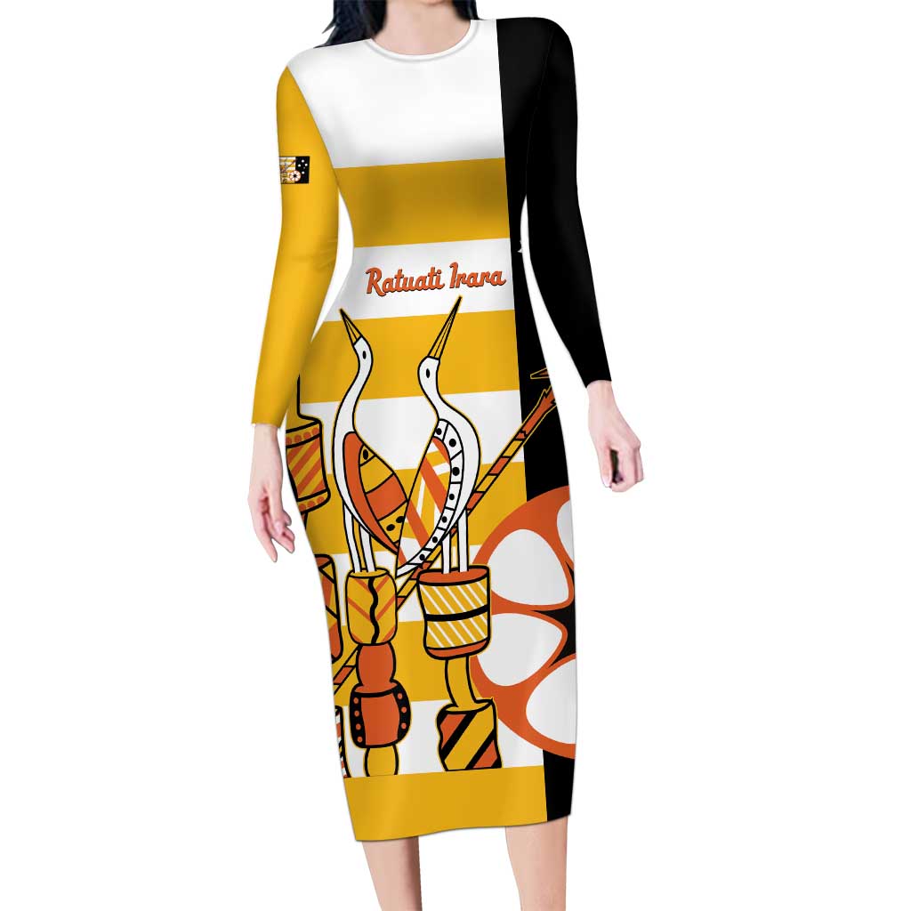 Australia Tiwi Islands Long Sleeve Bodycon Dress Ratuati Irara Flag Style