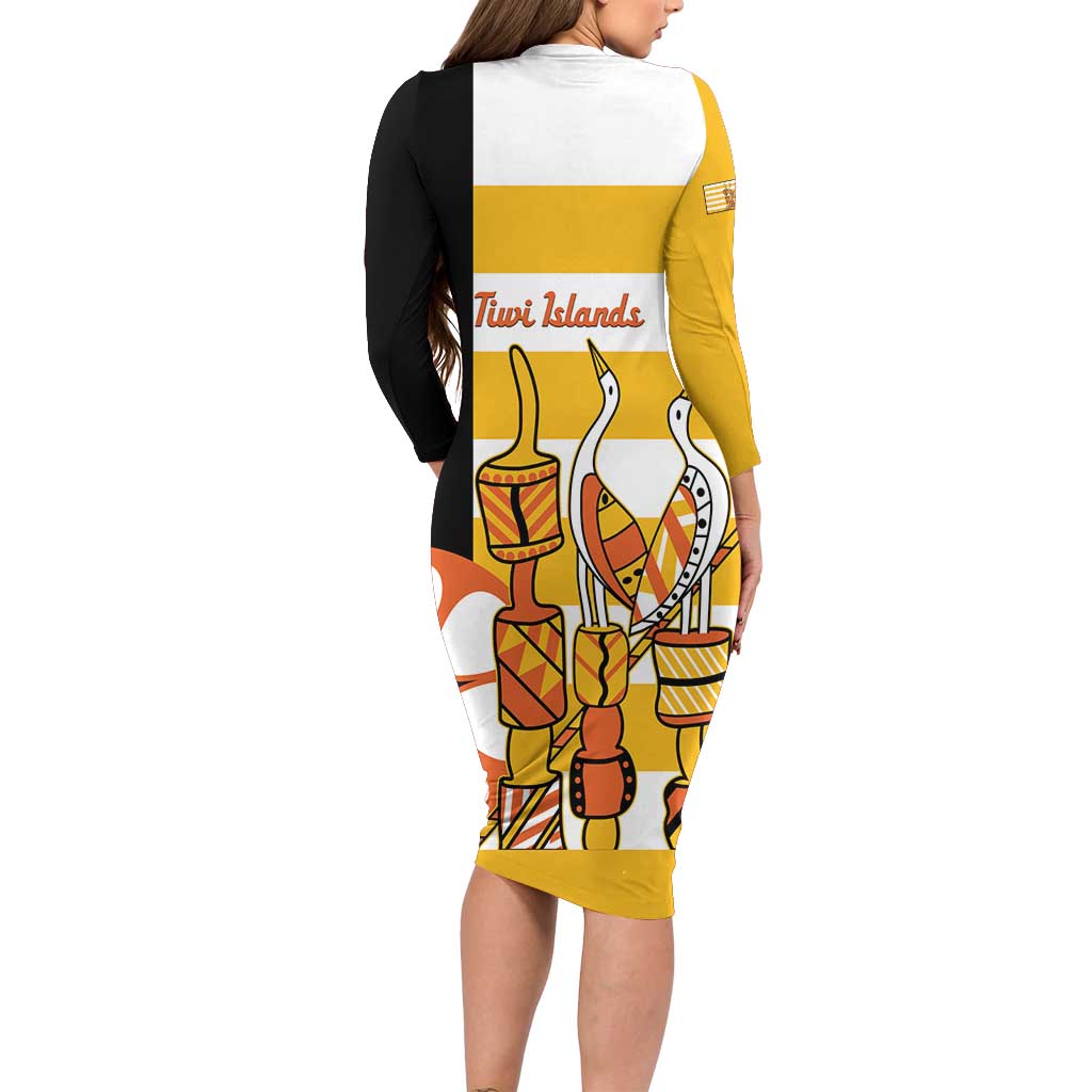 Australia Tiwi Islands Long Sleeve Bodycon Dress Ratuati Irara Flag Style