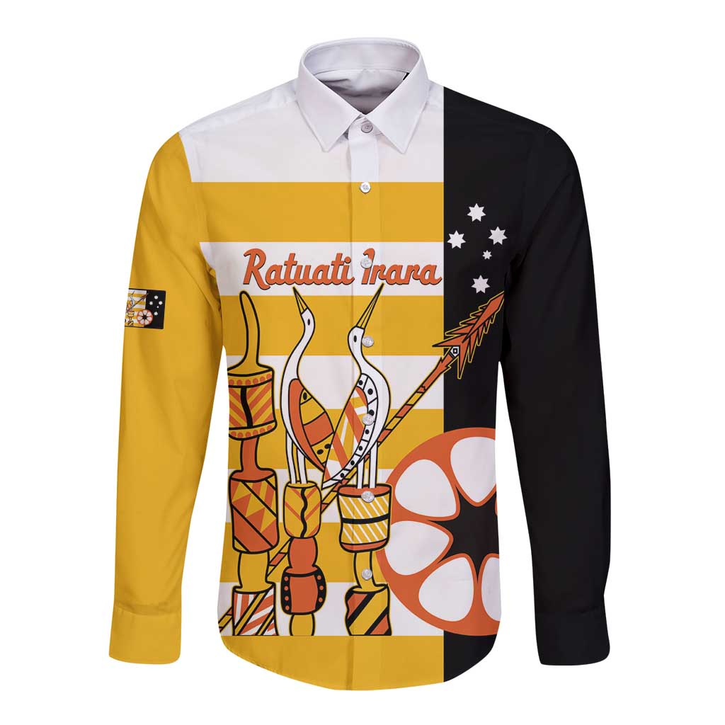 Australia Tiwi Islands Long Sleeve Button Shirt Ratuati Irara Flag Style