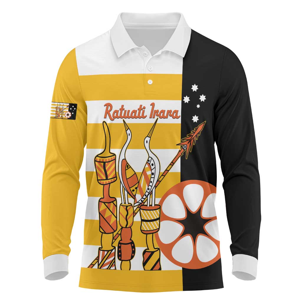 Australia Tiwi Islands Long Sleeve Polo Shirt Ratuati Irara Flag Style