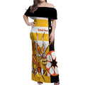 Australia Tiwi Islands Off Shoulder Maxi Dress Ratuati Irara Flag Style