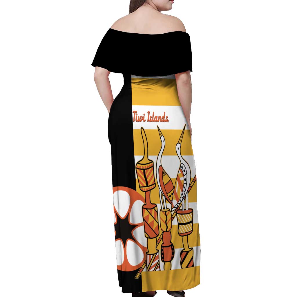 Australia Tiwi Islands Off Shoulder Maxi Dress Ratuati Irara Flag Style