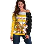 Australia Tiwi Islands Off Shoulder Sweater Ratuati Irara Flag Style