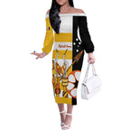 Australia Tiwi Islands Off The Shoulder Long Sleeve Dress Ratuati Irara Flag Style