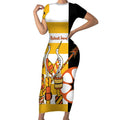 Australia Tiwi Islands Short Sleeve Bodycon Dress Ratuati Irara Flag Style