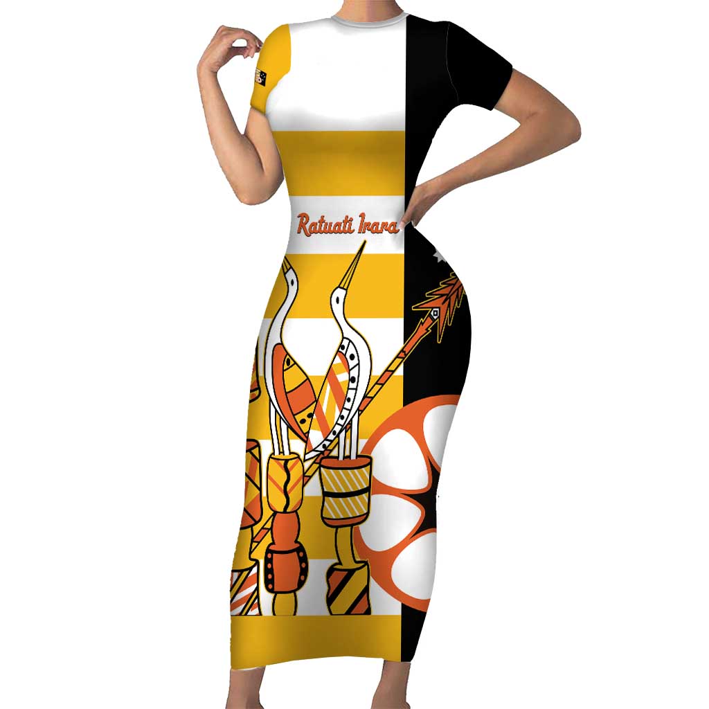 Australia Tiwi Islands Short Sleeve Bodycon Dress Ratuati Irara Flag Style