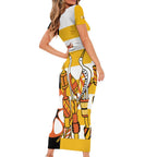 Australia Tiwi Islands Short Sleeve Bodycon Dress Ratuati Irara Flag Style
