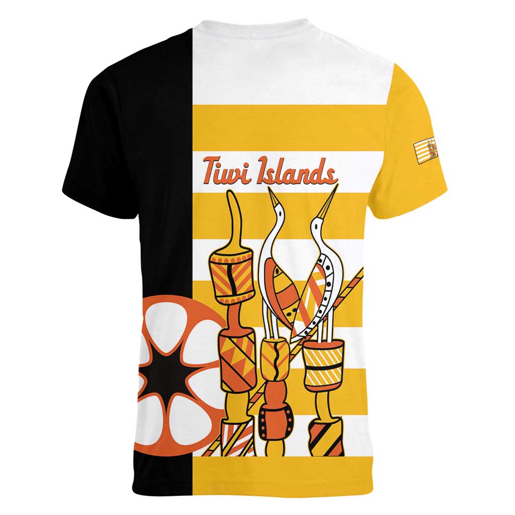 Australia Tiwi Islands Women V-Neck T-Shirt Ratuati Irara Flag Style