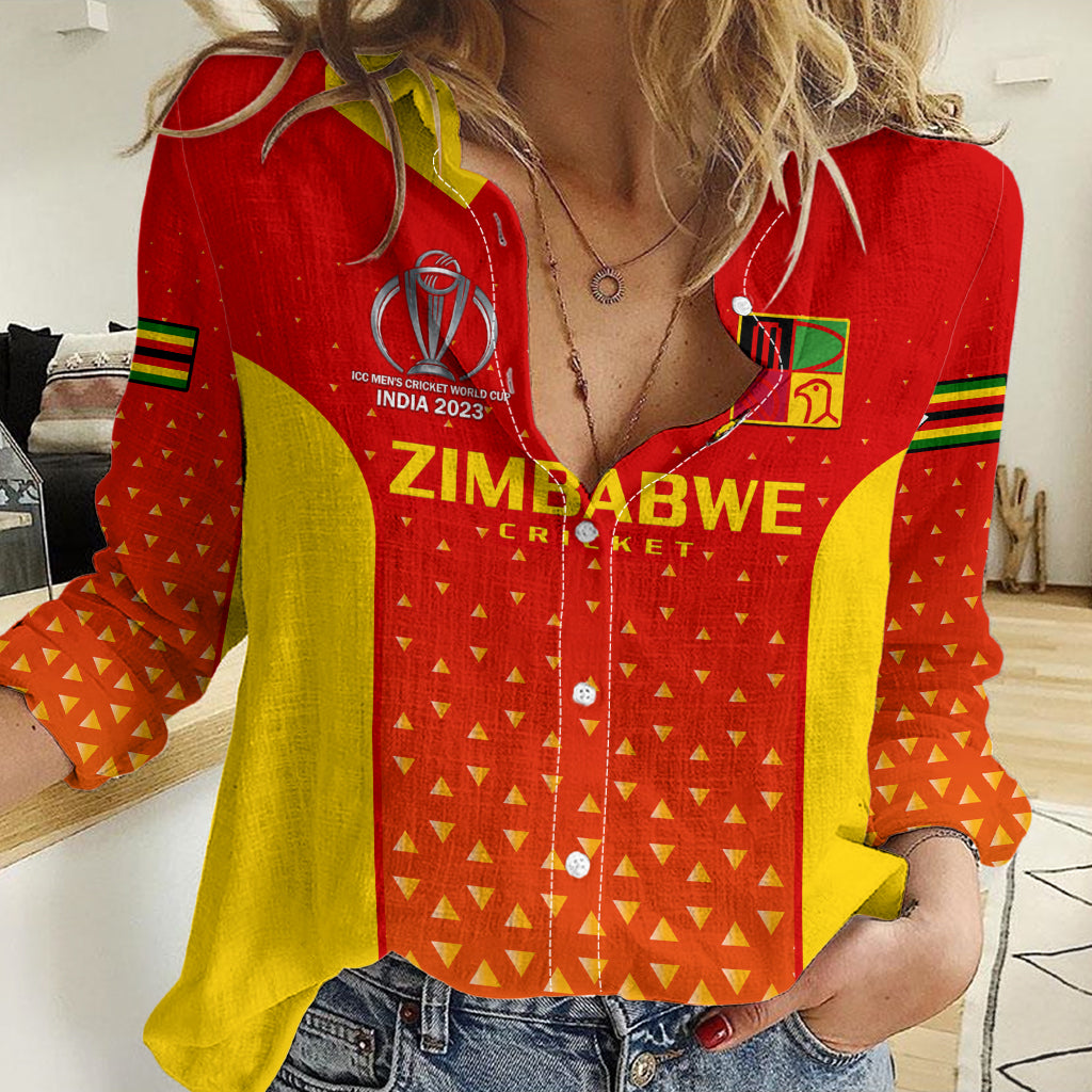 Personalised Zimbabwe Cricket Women Casual Shirt Go Chevrons Dynamic Version 2023 LT14