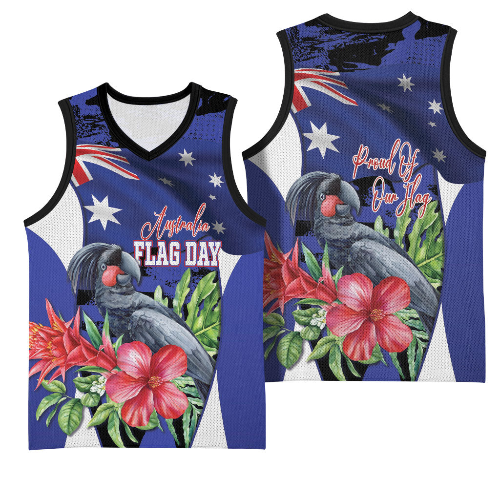 Australian National Flag Day Basketball Jersey Palm Cockatoo Proud Of Our Flag