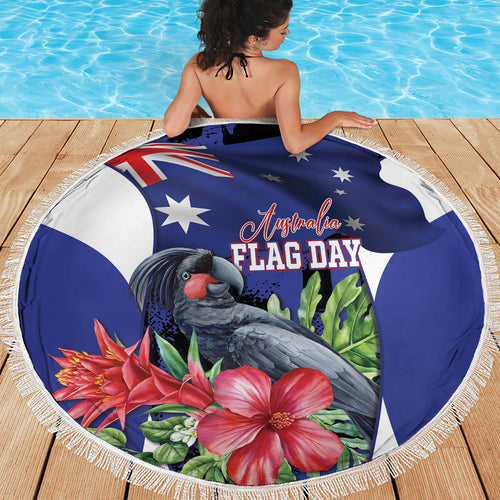 Australian National Flag Day Beach Blanket Palm Cockatoo Proud Of Our Flag
