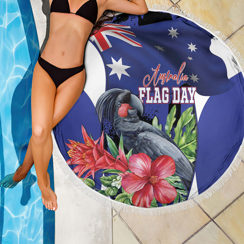Australian National Flag Day Beach Blanket Palm Cockatoo Proud Of Our Flag