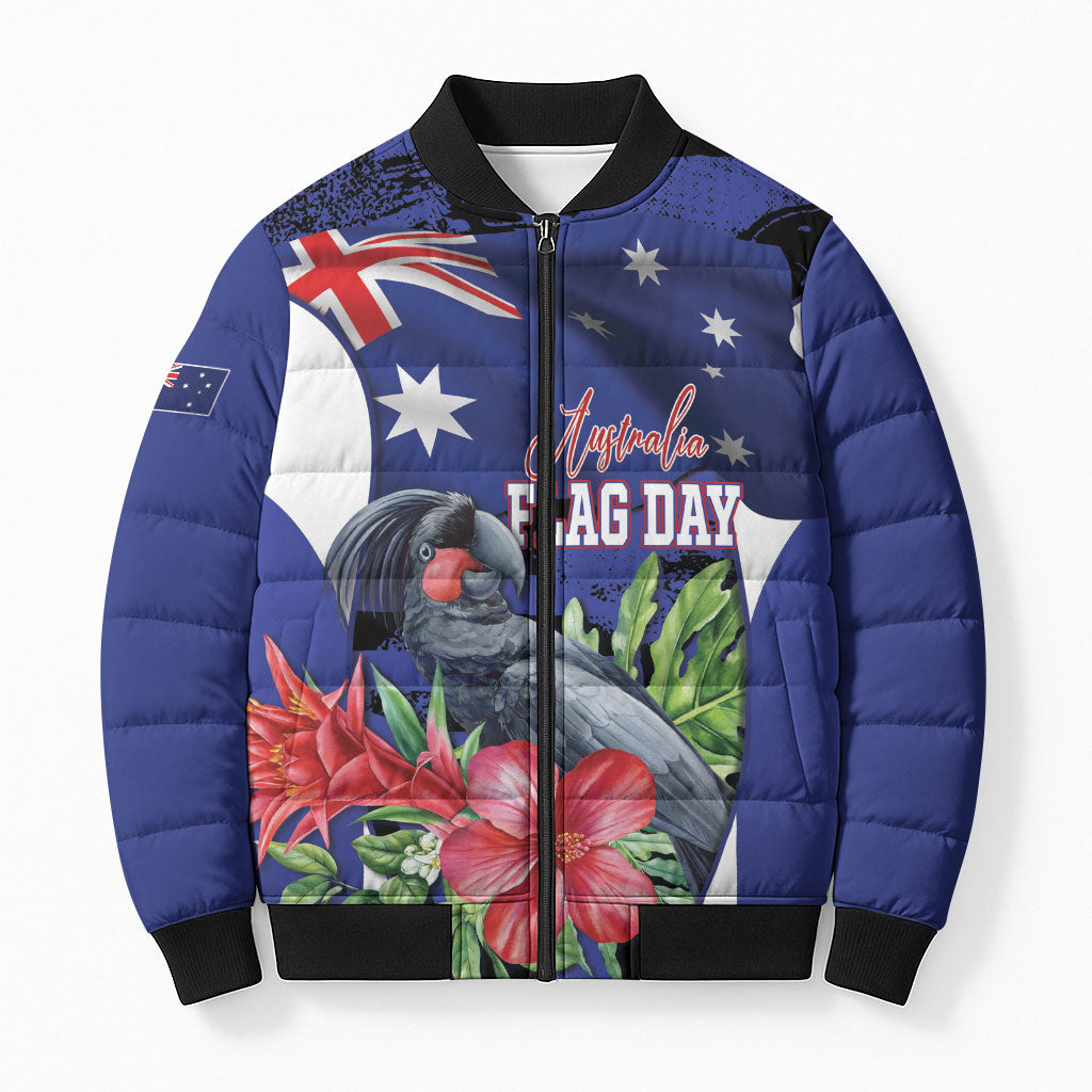 Australian National Flag Day Bomber Puffer Jacket Palm Cockatoo Proud Of Our Flag