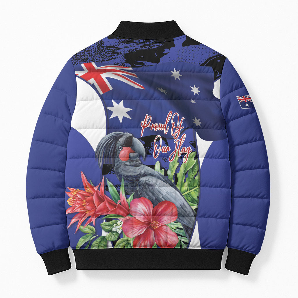 Australian National Flag Day Bomber Puffer Jacket Palm Cockatoo Proud Of Our Flag