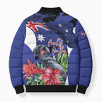 Australian National Flag Day Bomber Puffer Jacket Palm Cockatoo Proud Of Our Flag