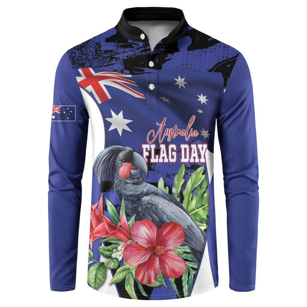 Australian National Flag Day Button Sweatshirt Palm Cockatoo Proud Of Our Flag