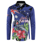 Australian National Flag Day Button Sweatshirt Palm Cockatoo Proud Of Our Flag