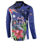 Australian National Flag Day Button Sweatshirt Palm Cockatoo Proud Of Our Flag