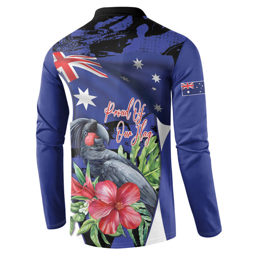 Australian National Flag Day Button Sweatshirt Palm Cockatoo Proud Of Our Flag