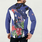 Australian National Flag Day Button Sweatshirt Palm Cockatoo Proud Of Our Flag