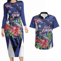 Australian National Flag Day Couples Matching Long Sleeve Bodycon Dress and Hawaiian Shirt Palm Cockatoo Proud Of Our Flag