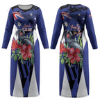 Australian National Flag Day Couples Matching Long Sleeve Bodycon Dress and Hawaiian Shirt Palm Cockatoo Proud Of Our Flag