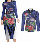 Australian National Flag Day Couples Matching Long Sleeve Bodycon Dress and Long Sleeve Button Shirt Palm Cockatoo Proud Of Our Flag