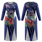 Australian National Flag Day Couples Matching Long Sleeve Bodycon Dress and Long Sleeve Button Shirt Palm Cockatoo Proud Of Our Flag