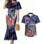 Australian National Flag Day Couples Matching Mermaid Dress and Hawaiian Shirt Palm Cockatoo Proud Of Our Flag