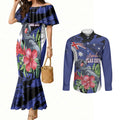 Australian National Flag Day Couples Matching Mermaid Dress and Long Sleeve Button Shirt Palm Cockatoo Proud Of Our Flag