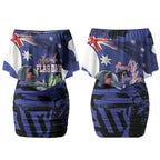 Australian National Flag Day Couples Matching Off Shoulder Short Dress and Hawaiian Shirt Palm Cockatoo Proud Of Our Flag