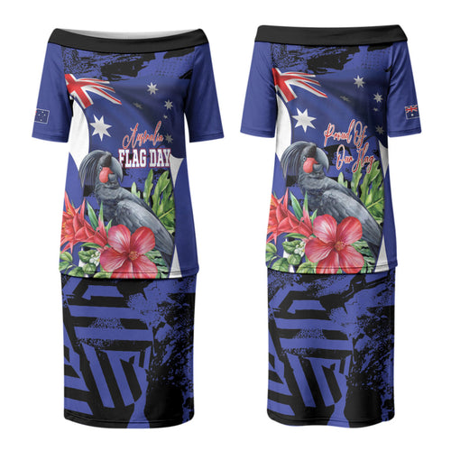 Australian National Flag Day Couples Matching Puletasi and Hawaiian Shirt Palm Cockatoo Proud Of Our Flag