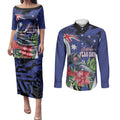 Australian National Flag Day Couples Matching Puletasi and Long Sleeve Button Shirt Palm Cockatoo Proud Of Our Flag