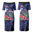 Australian National Flag Day Couples Matching Puletasi and Long Sleeve Button Shirt Palm Cockatoo Proud Of Our Flag