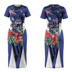 Australian National Flag Day Couples Matching Short Sleeve Bodycon Dress and Hawaiian Shirt Palm Cockatoo Proud Of Our Flag