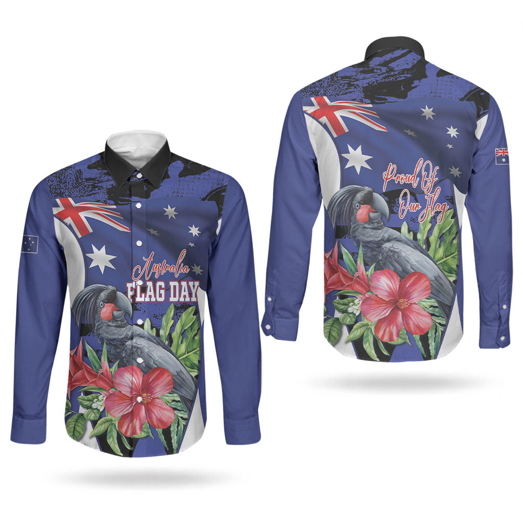 Australian National Flag Day Couples Matching Short Sleeve Bodycon Dress and Long Sleeve Button Shirt Palm Cockatoo Proud Of Our Flag