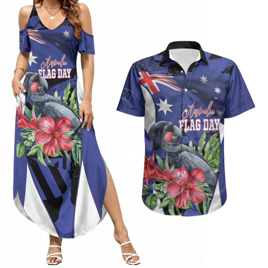 Australian National Flag Day Couples Matching Summer Maxi Dress and Hawaiian Shirt Palm Cockatoo Proud Of Our Flag
