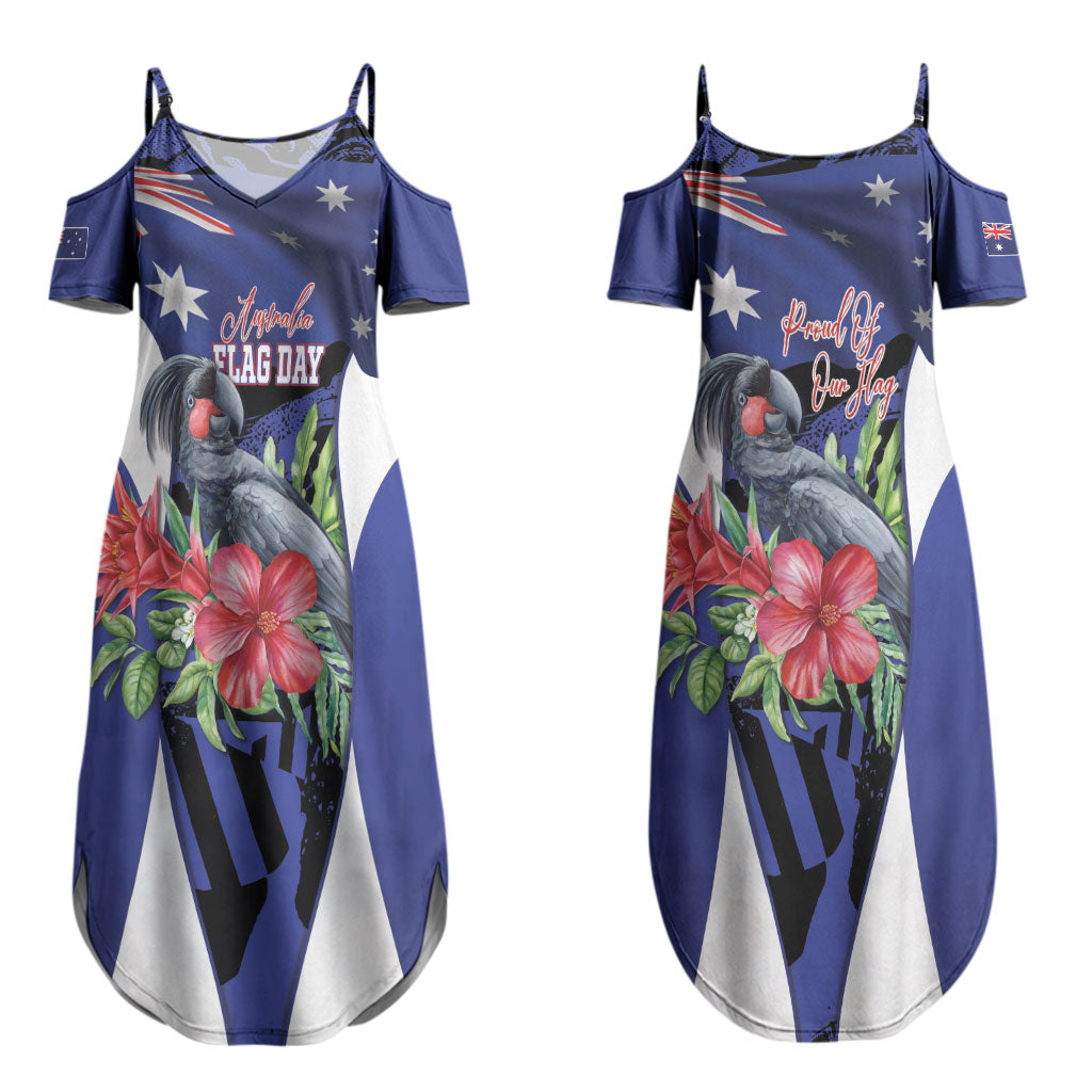 Australian National Flag Day Couples Matching Summer Maxi Dress and Long Sleeve Button Shirt Palm Cockatoo Proud Of Our Flag