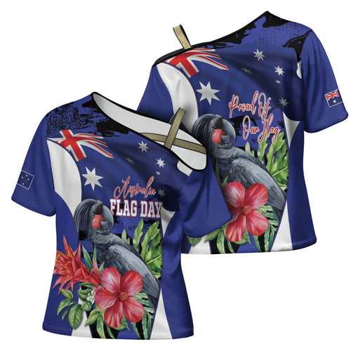 Australian National Flag Day Cross Shoulder Shirt Palm Cockatoo Proud Of Our Flag