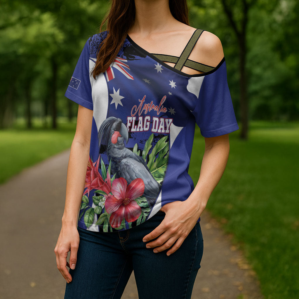 Australian National Flag Day Cross Shoulder Shirt Palm Cockatoo Proud Of Our Flag